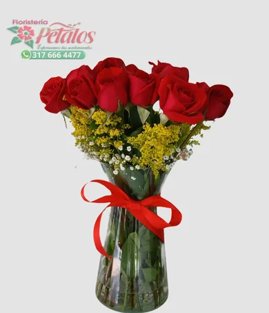 011-Jarron de cristal con rosas