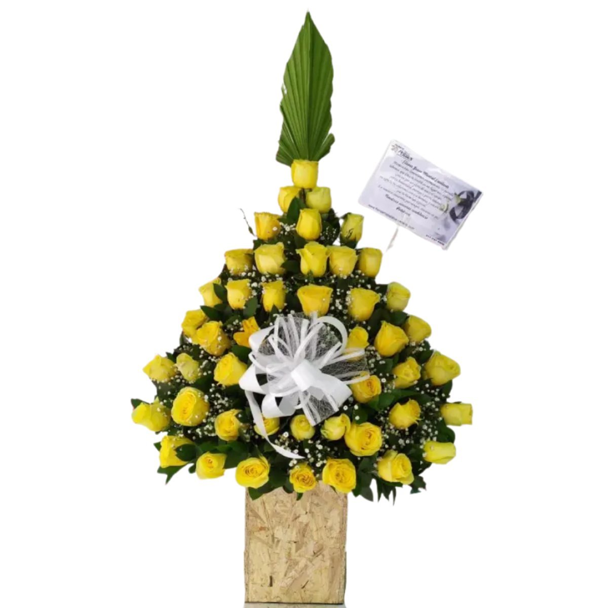 Funebre piramide de rosas amarillas