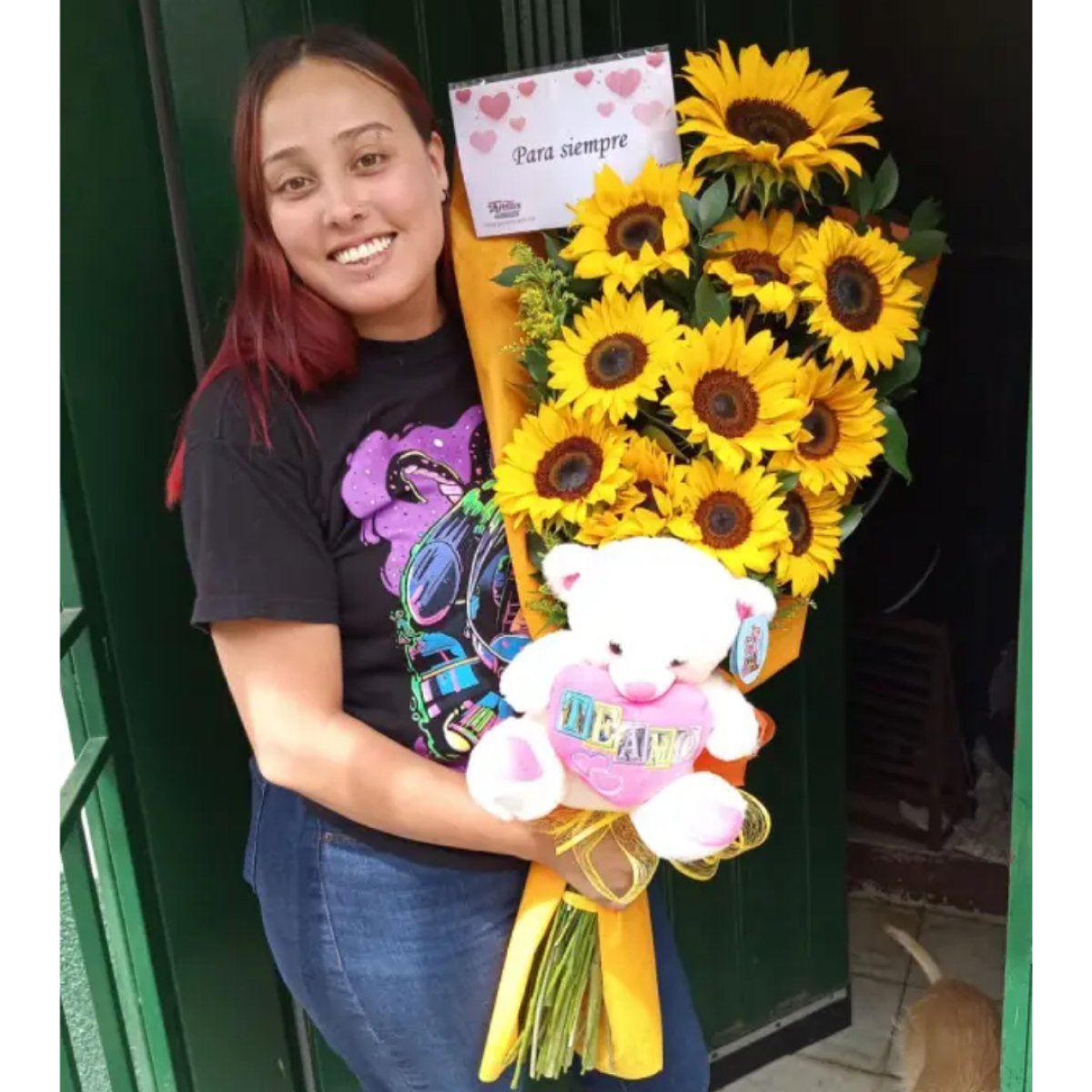 Ramillete de girasoles con peluche